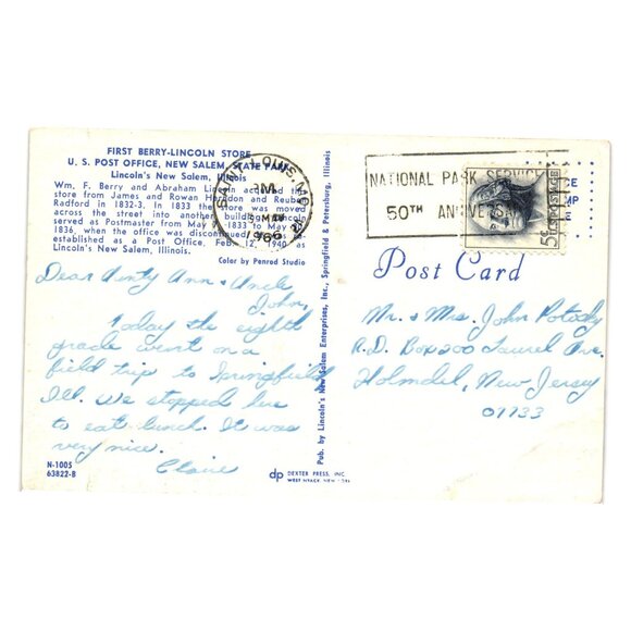 First Berry Lincoln Store Postcard Authentic Interior New Salem Illinois Display - Picture 2 of 2